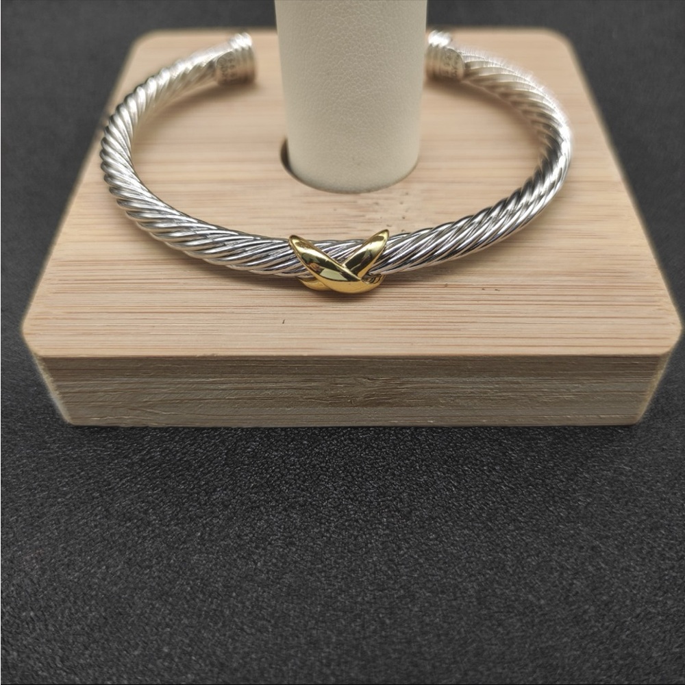 David Yurman Silver Cable Bracelet with Gold Accent 5mm - Picture 7 of 7